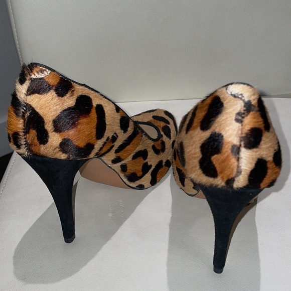 Talbots Brown Black Leopard Real Calf Hair Skyla Pumps sz 8 heels sexy Like NEW - Picture 5 of 9